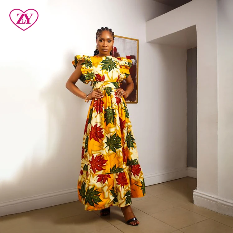 2025 femmes coton robe de soirée plissée salut-bas imprimé fleuri