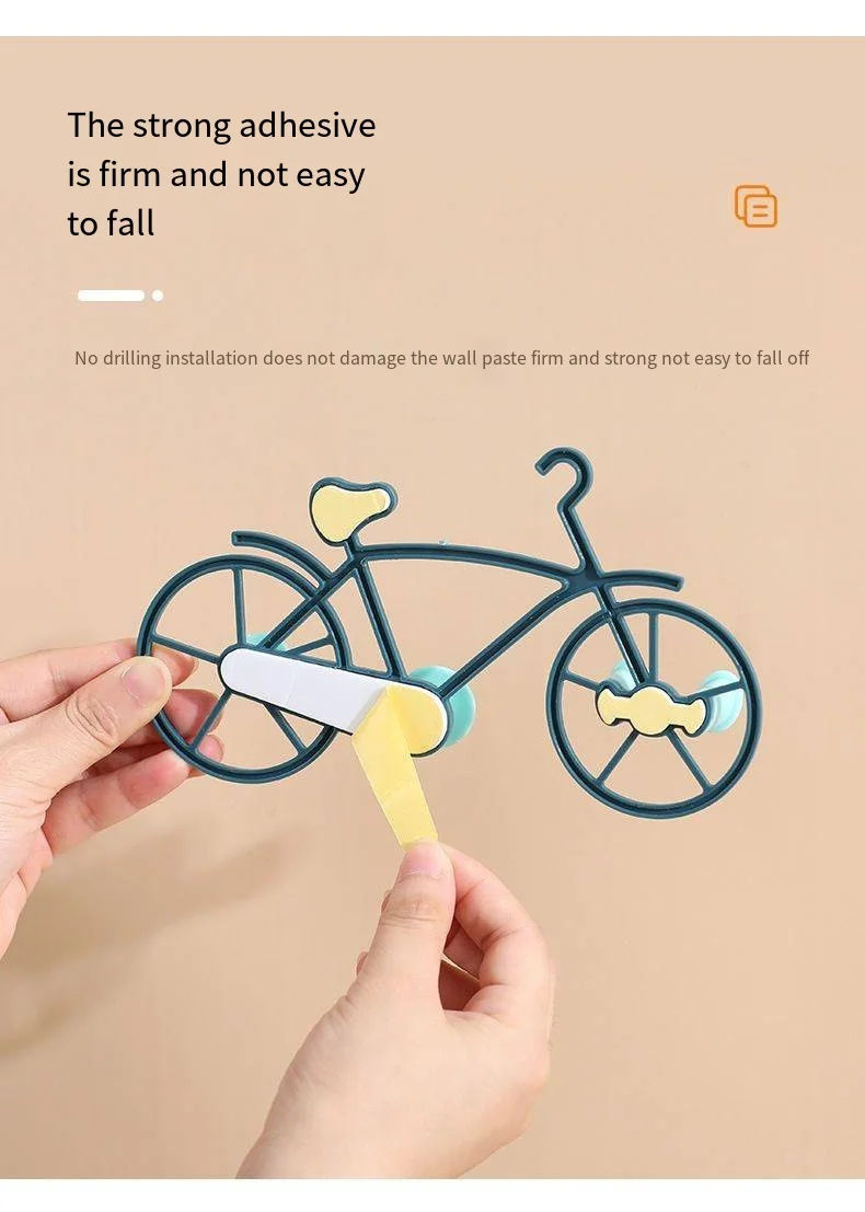 Creative simple bicycle punch free novelty hooks Key storage wall novelty hooks key novelty hooks behind the door details