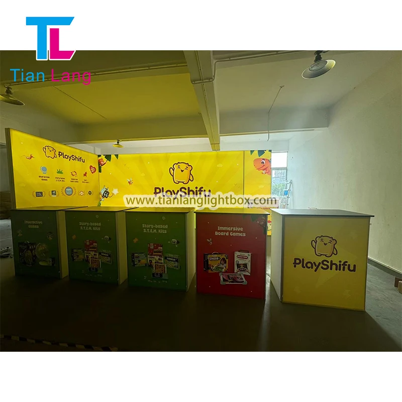 TianLang 10x10 Aluminum Storage Backlit Acrylic Shelves Display Promotion Table Trade Show Booth Exhibition