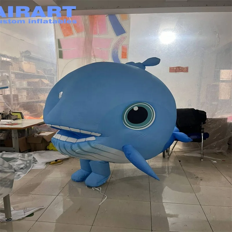 blue whale fancy dress Navy Blue Whale mascot costume character dressed with a Hoodie and Necklaces