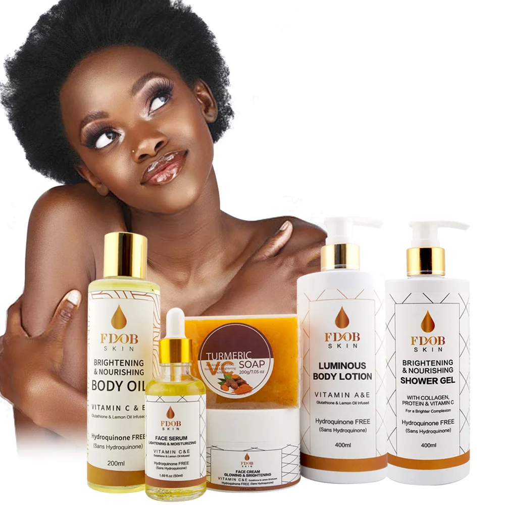 glutathione and hydroquinone Brightening Skincare Set - Vitamin C&E Glutathione Infusion |  Hydroquinone-Free Body Oil, Lotion & Serum