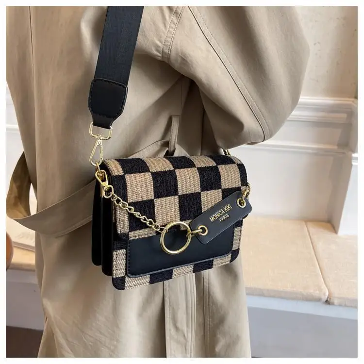 New Fashion 2022 Women's Bag Leisure Advanced Texture Checkerboard ...