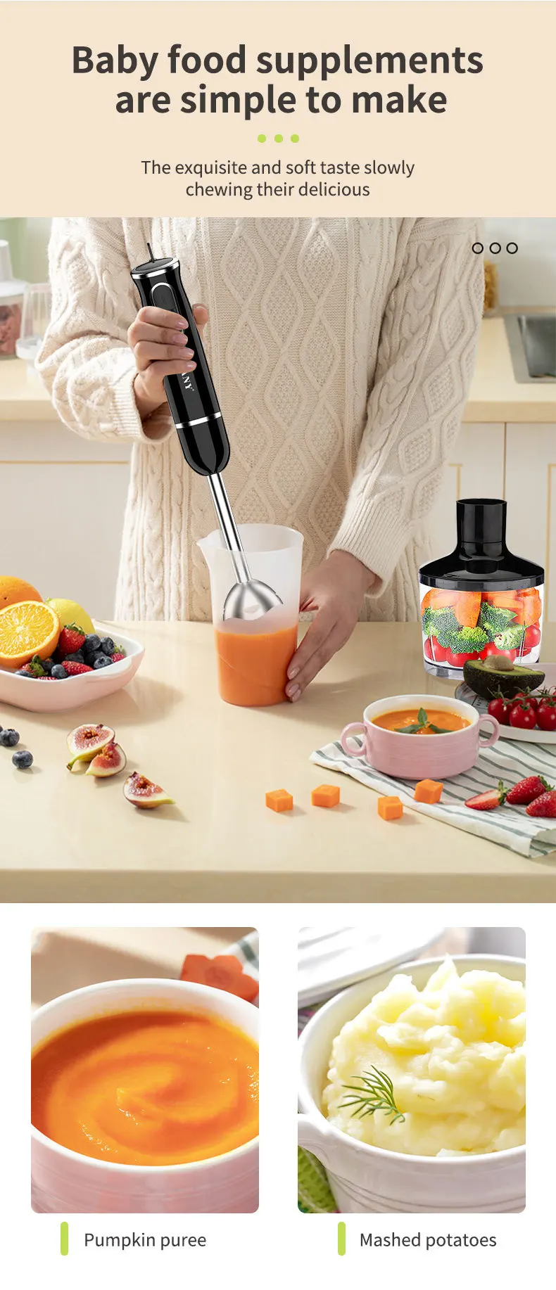 Sokany Multifunctional 400w Hand Blender Machine Immersion Stick