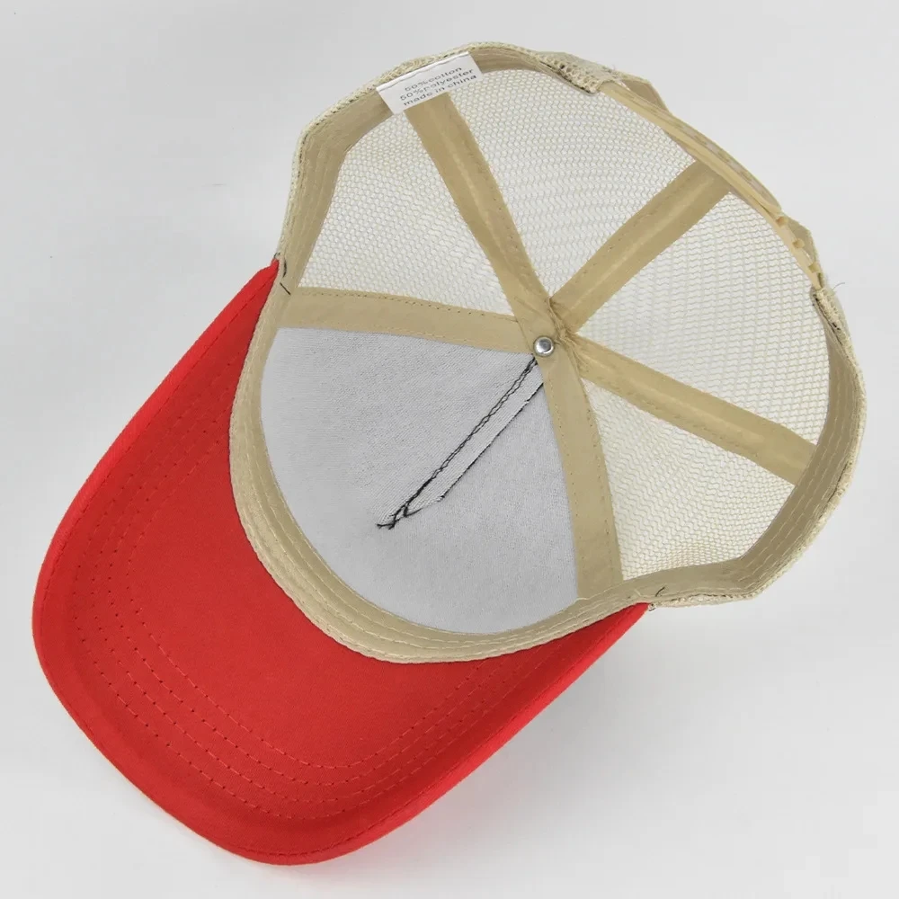 Embroidered woven logo mesh curved eaves shade breathable casual fashion baseball cap hat for men and women