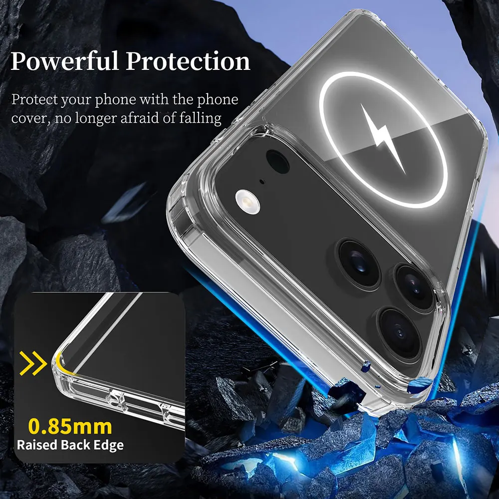 product laudtec original acrylic 15mm thickness anti scratch magnetic wireless charging shockproof phone case for iphone 17 16 pro max-3