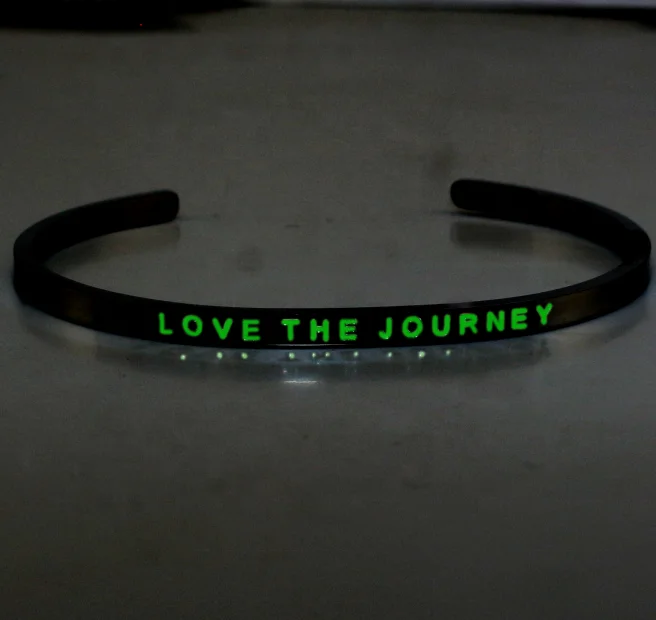 Original Stainless Steel Engraved Bible Quote Inspired Stack Bracelet Glow In The Dark Armband Bangle