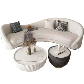 Modern Leather Sofa Set luxury Styling Home Fabric sofa set Design Living Room Furniture