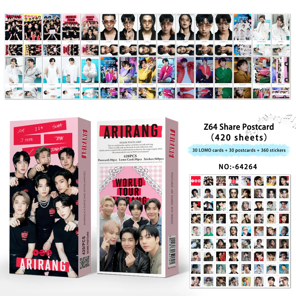 420Pcs/Set Kpop Jungkook Jimin V ARIRANG Share Postcards Stickers