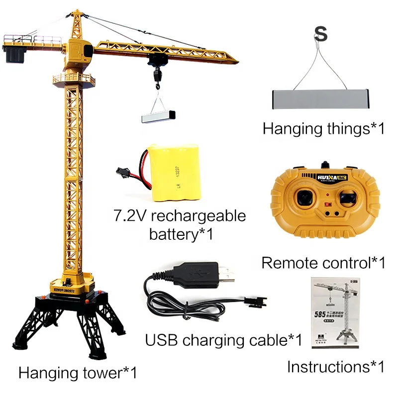 Huina 1585 RC Metal Tower Crane Toy - Remote Control Construction