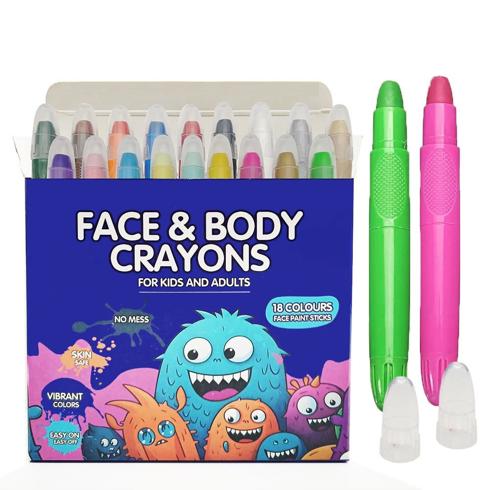 18 Pack Twistable Water Based Face Body Paint Markers for Kids