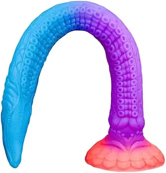 Super long soft Liquid silicone xxl anal plug colourful Luminous anal plug alien dildo With Suction Cup for woman sex toys