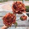 สีน้ำตาล ดอกโบตั๋นมงคล 3 หัว - สีกาแฟเข้ม