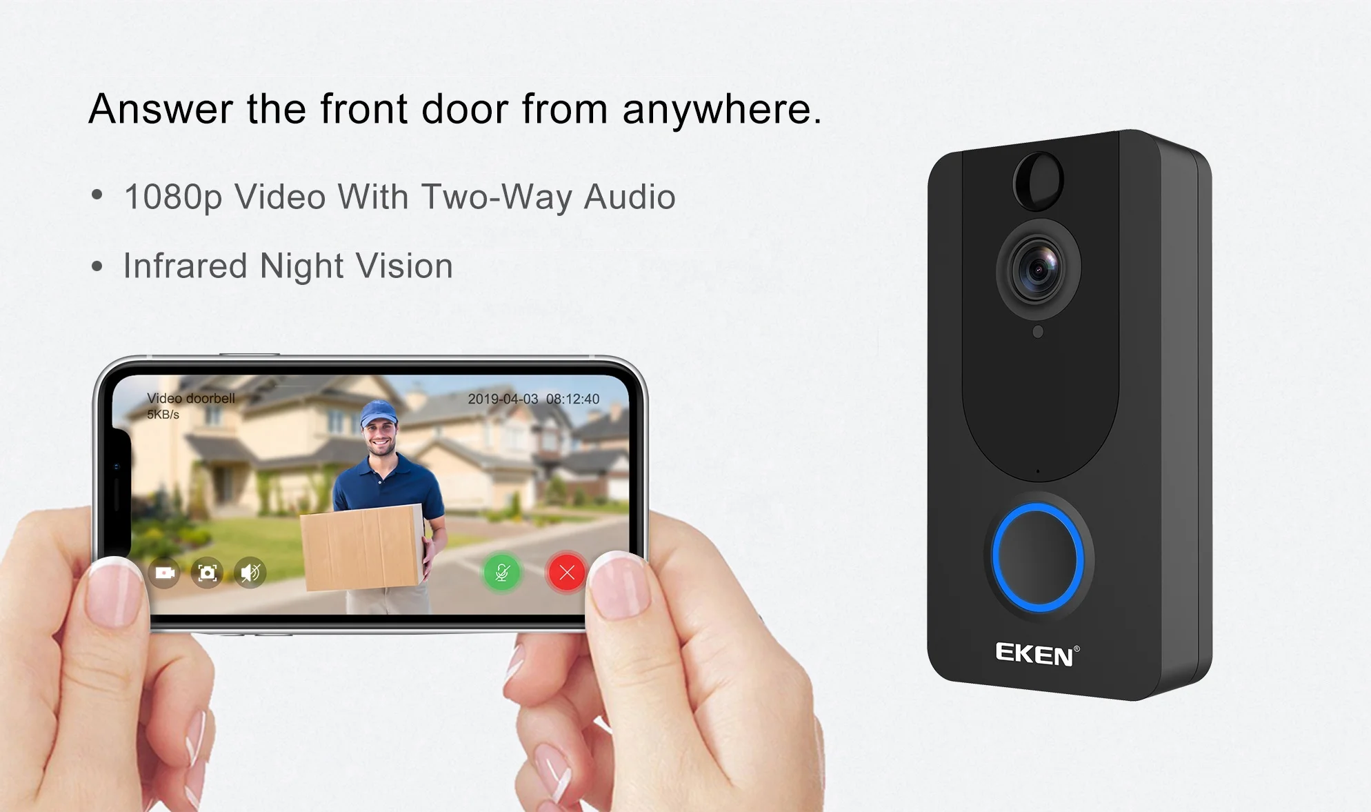 Smart Home Wireless Video Doorbell V7 Pir Motion Detection Hd Night