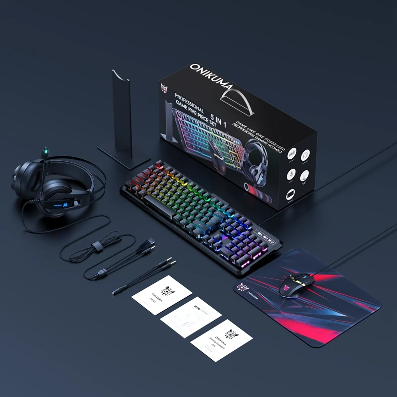 Hot Selling Product 5 In 1 Gaming Keyboard Wired RGB LED Mouse