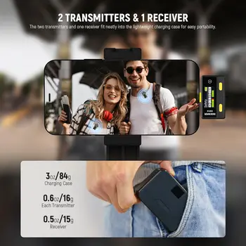 NEEWER Wireless Lavalier Microphone, Noise Cancellation, Long Range Transmission 12H Working Time Lapel Microphone with detail image