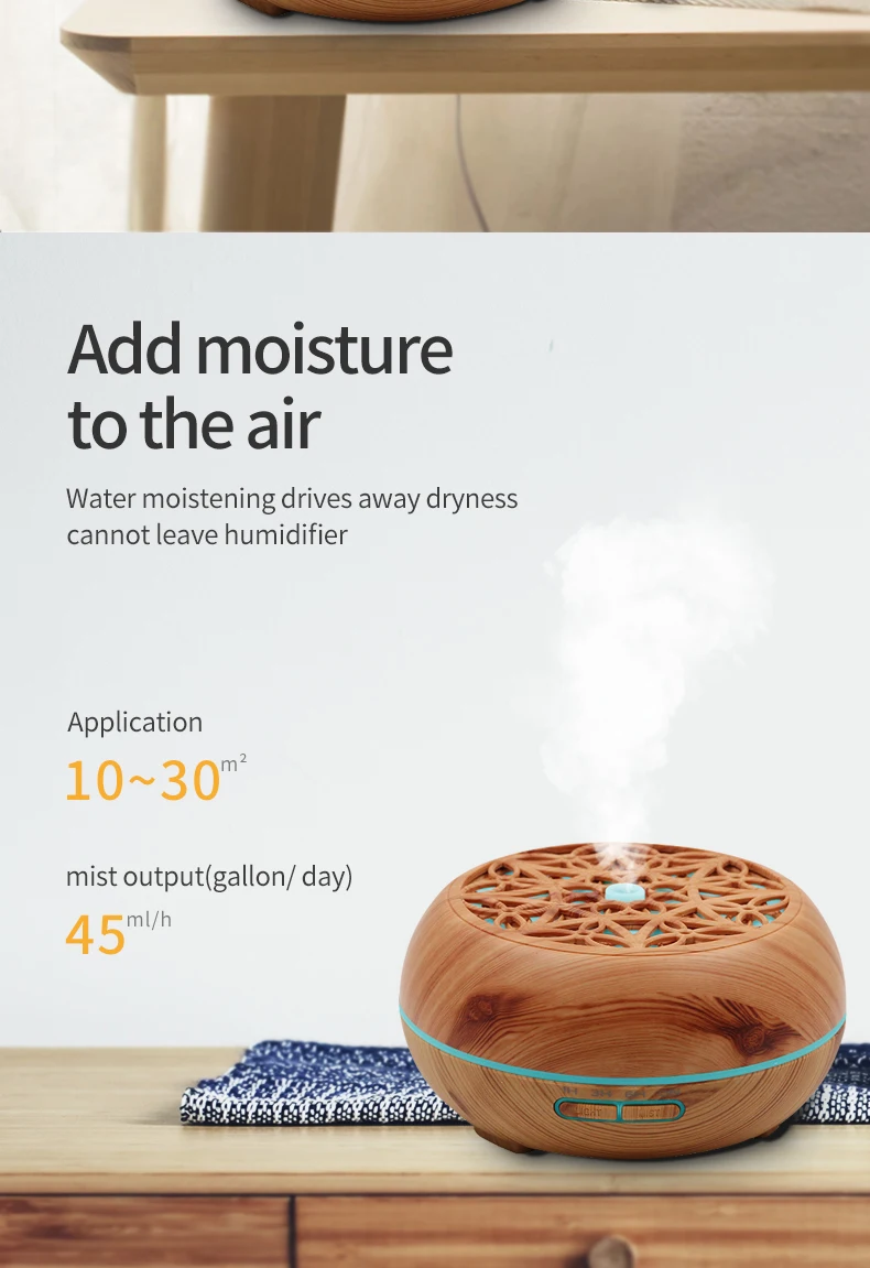 Wood Crafted Air Humidifier and Essential Oil Diffuser Product Details