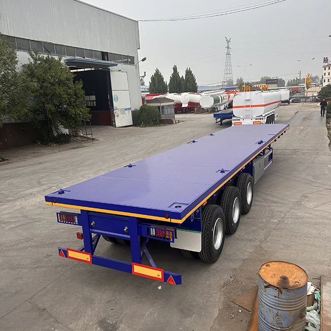 Brand New 3 Axle Multi Axle Container Shipping Terminal Transport Mechanical Suspension Flatbed Trailer Semi Truck Trailer details