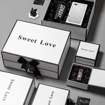 Customized High-end White Gift Box, Birthday Gift Packaging Box, Business Gift Flip Paper Box, Customizable logo