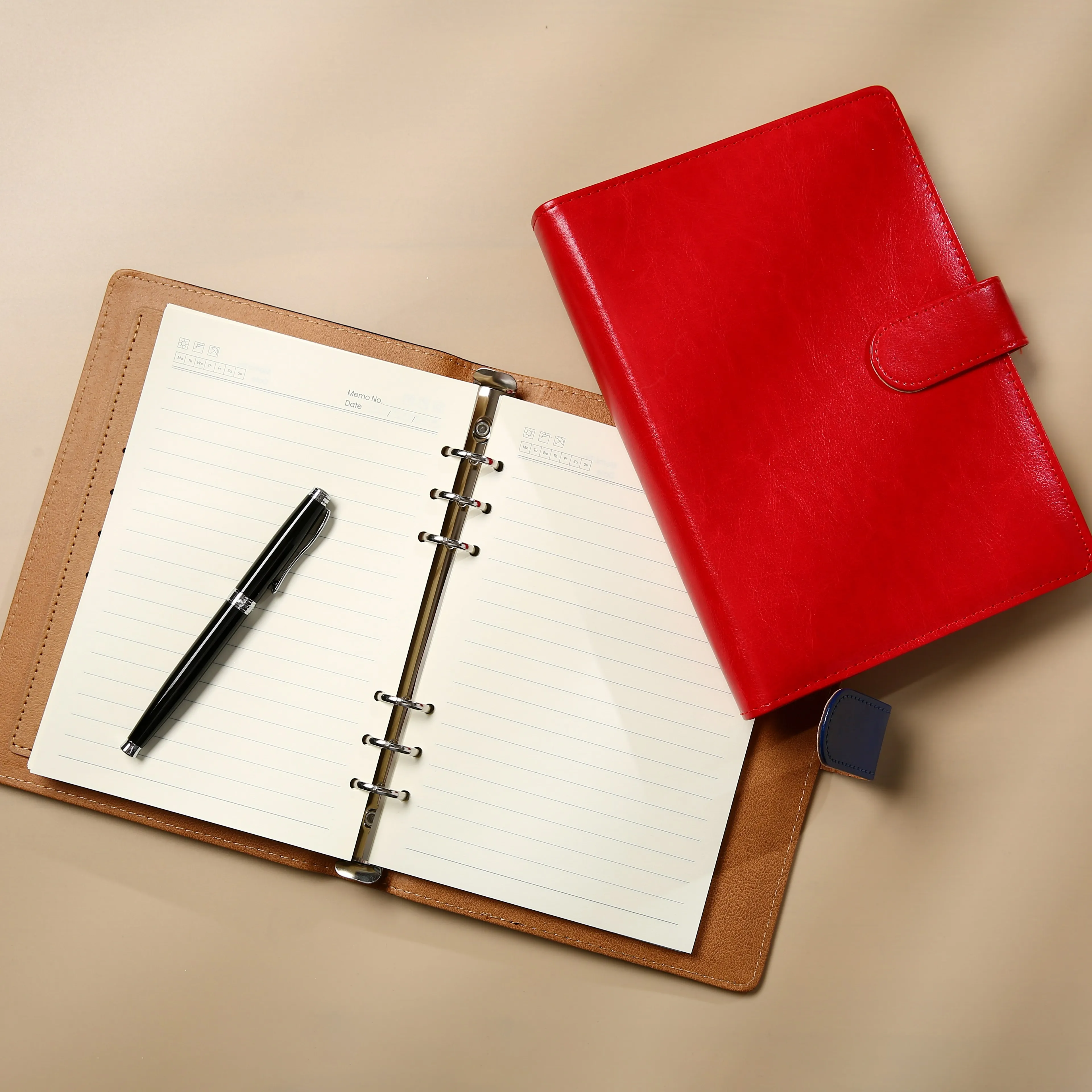 product pu leather notebook binder style refillable for business office conference personal journaling elegant professional stationery-11