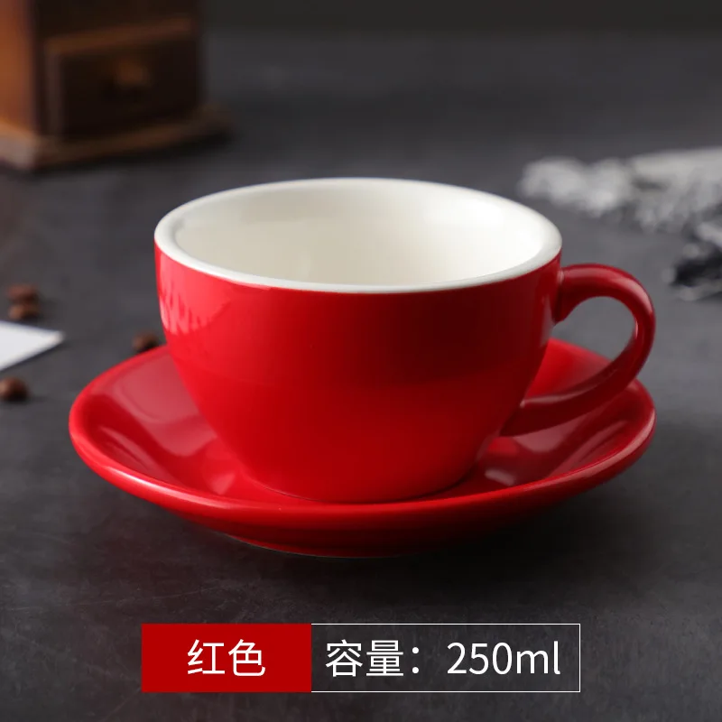 Colorful Custom LOGO TEXT 250ml Color Glazed Thickened Big Ceramic Cappuccino Latte Cup Porcelain Ceramic Cup Mug
