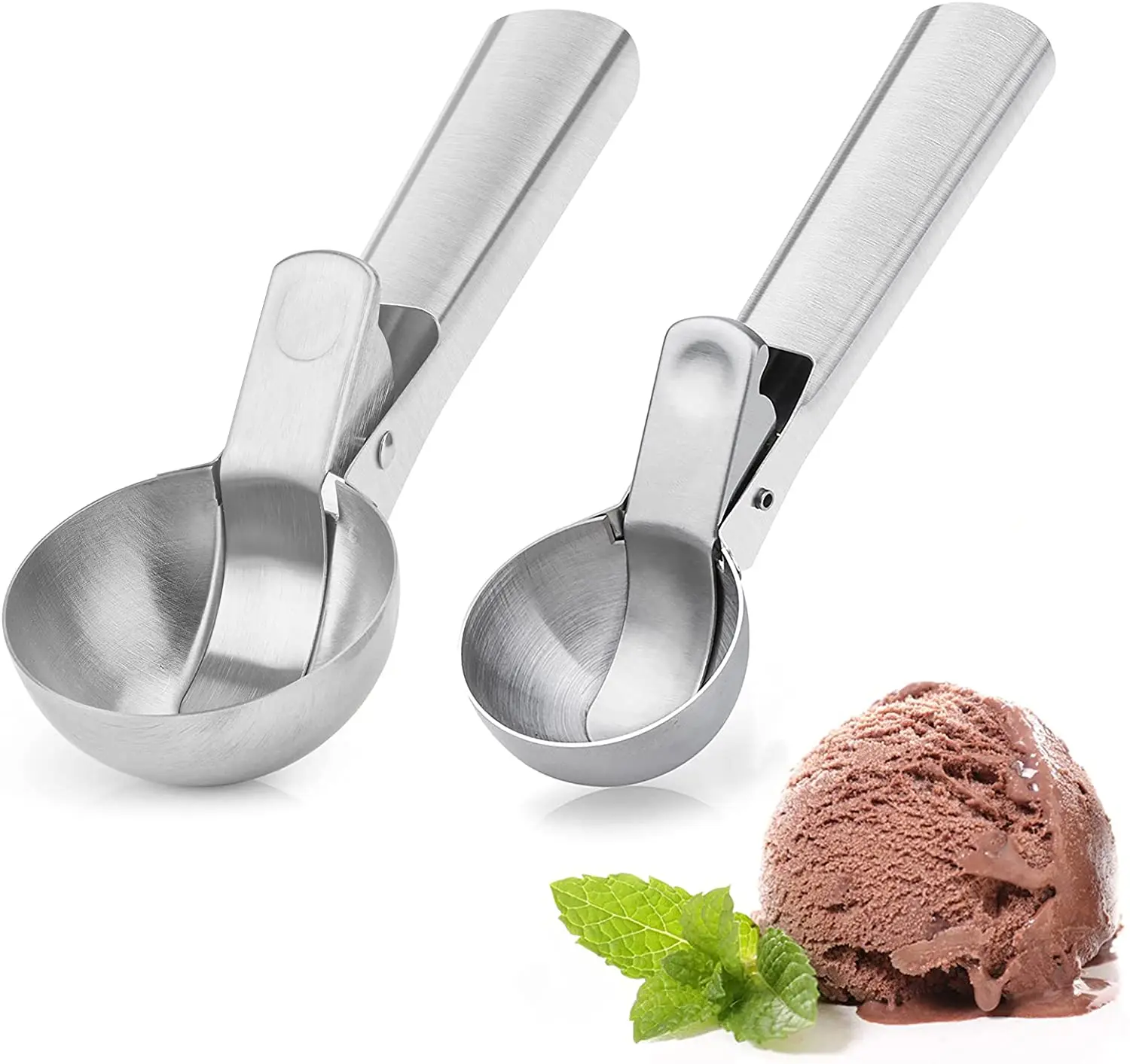 Stainless Steel Ice Cream Scooper with Trigger Release - Brilliant