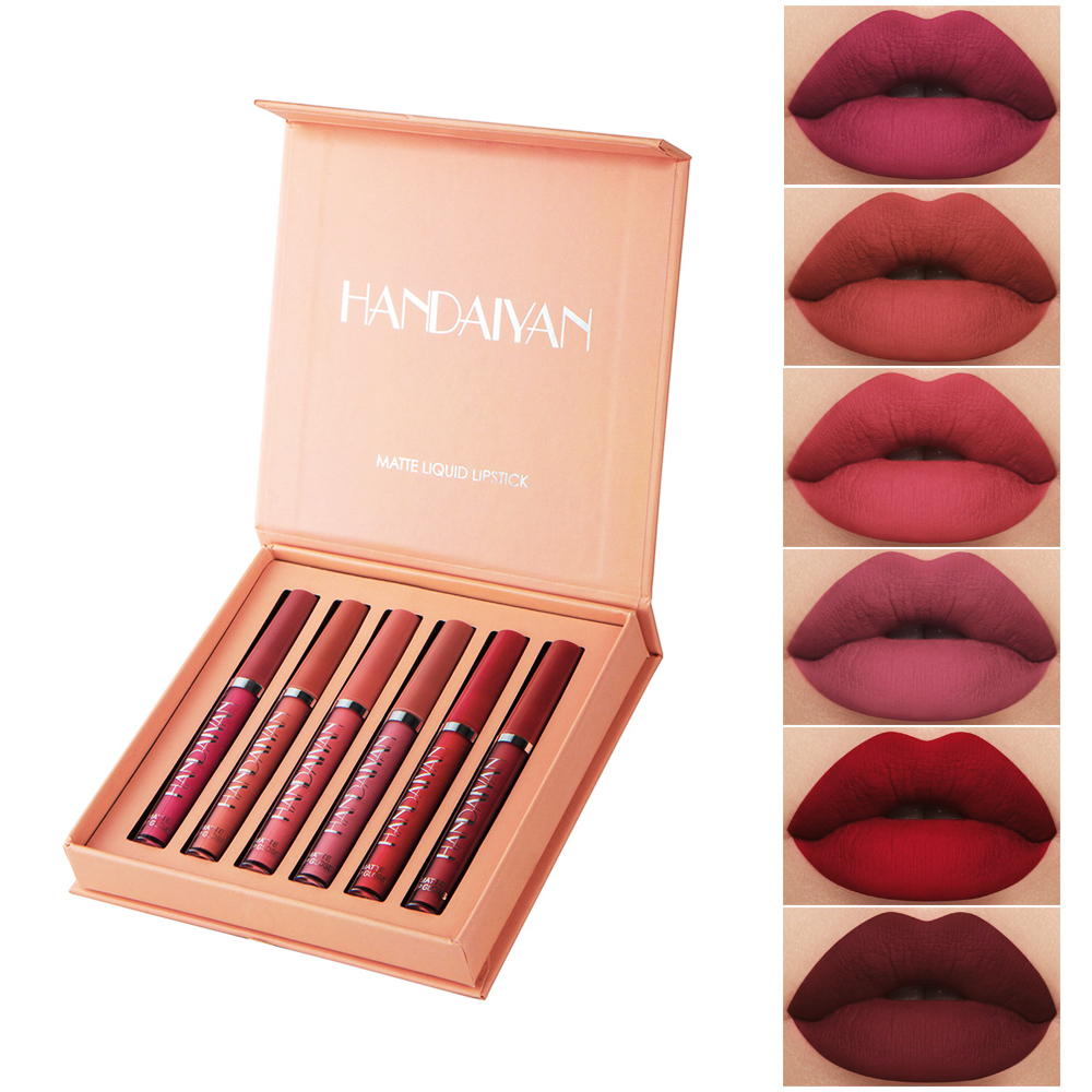 
 6 шт. блеск для губ Набор водонепроницаемые антипригарные чашки матовый блеск для губ Набор подарочная коробка  