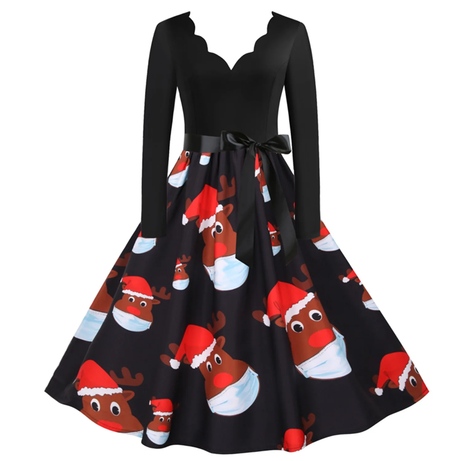 santa print dress