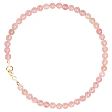 Natural healig crystal quartz gemstone bracelet,3mm natural strawberry quartz bracelet,female 14K gold pink crystal bracelet