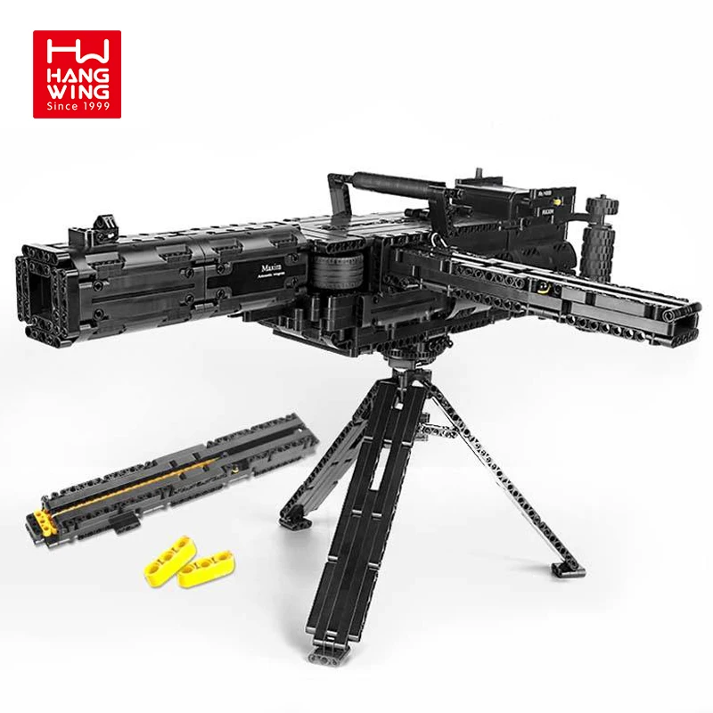 HW Maxim Gun Building Blocks Weapon Model Bricks Assembly Machine Guns Electric 24 Consecutive Shots Block 1399pcs