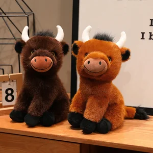 Custom Scottish Highland Cow Stuffed Animal Soft Farm Cattle Doll Boys Girls ODM Baby Gifts Wholesale Highland Cow Plush Toys