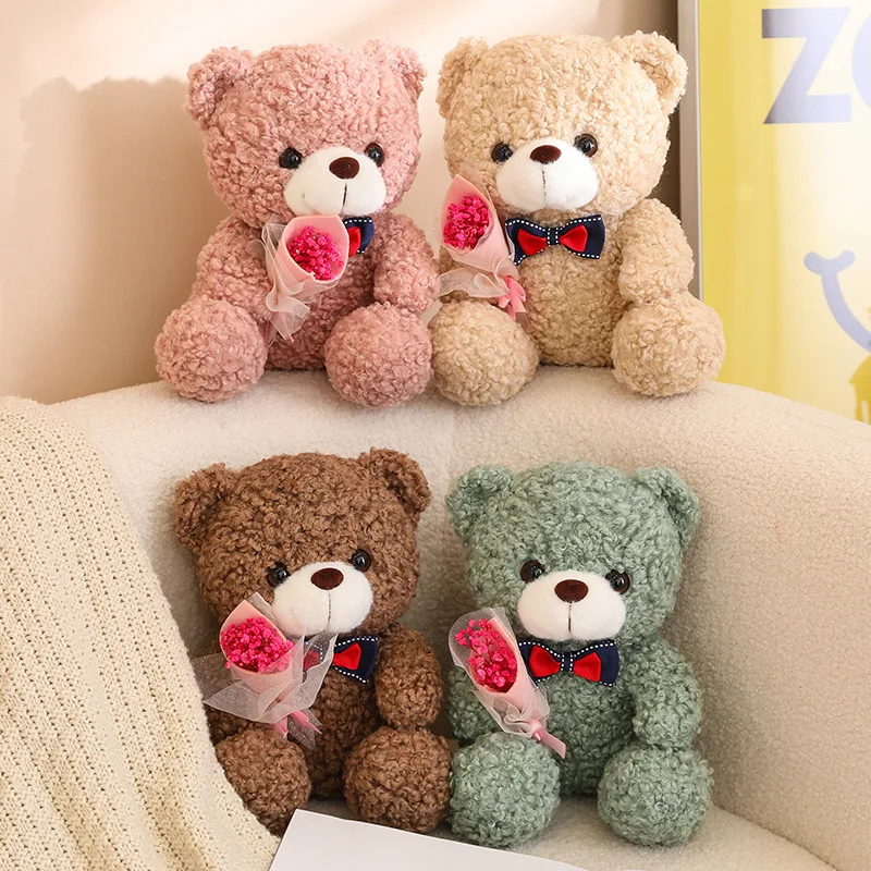 Factory Wholesale Kawaii Stuffed Teddy Bear With Rose Plush Valentine's