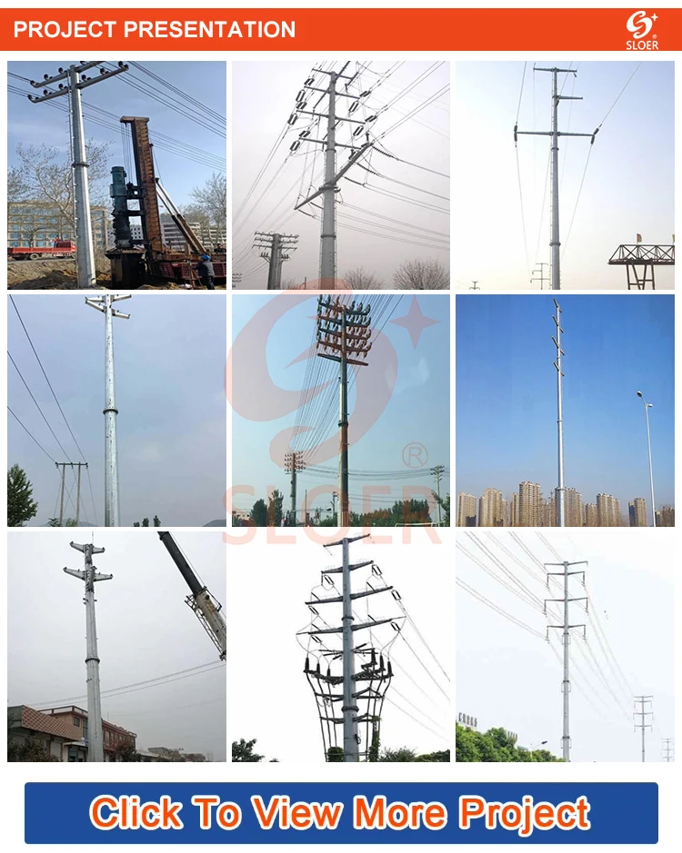 SLOER Overhead Power Lines Pole 30Ft 36Ft 40Ft Galvanized Steel Electric Power Tower Transmission Electric Tower