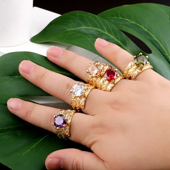 Cring CoCo Crystal Gold Plated Zircon rings Green Black Pearl Pearl Enamel Large polynesian jewelry Hawaiian Rings