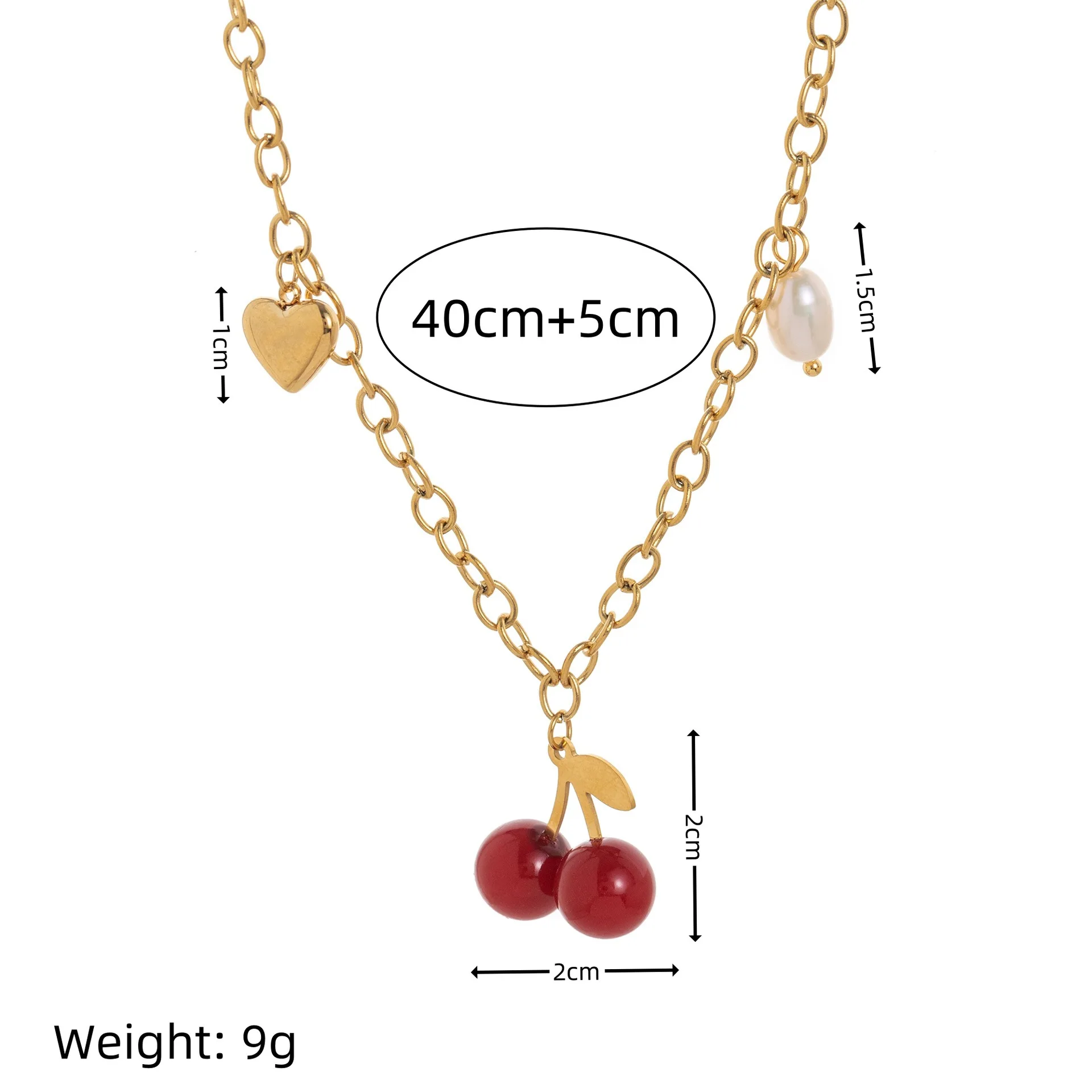 Women's Red Cherry Charm Jewelry Set