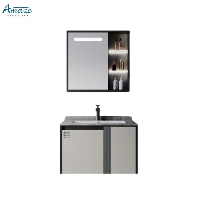 Wholesale customized modern hotel mirror wall mounted bathroom cabinet mirror vanity sink supplier