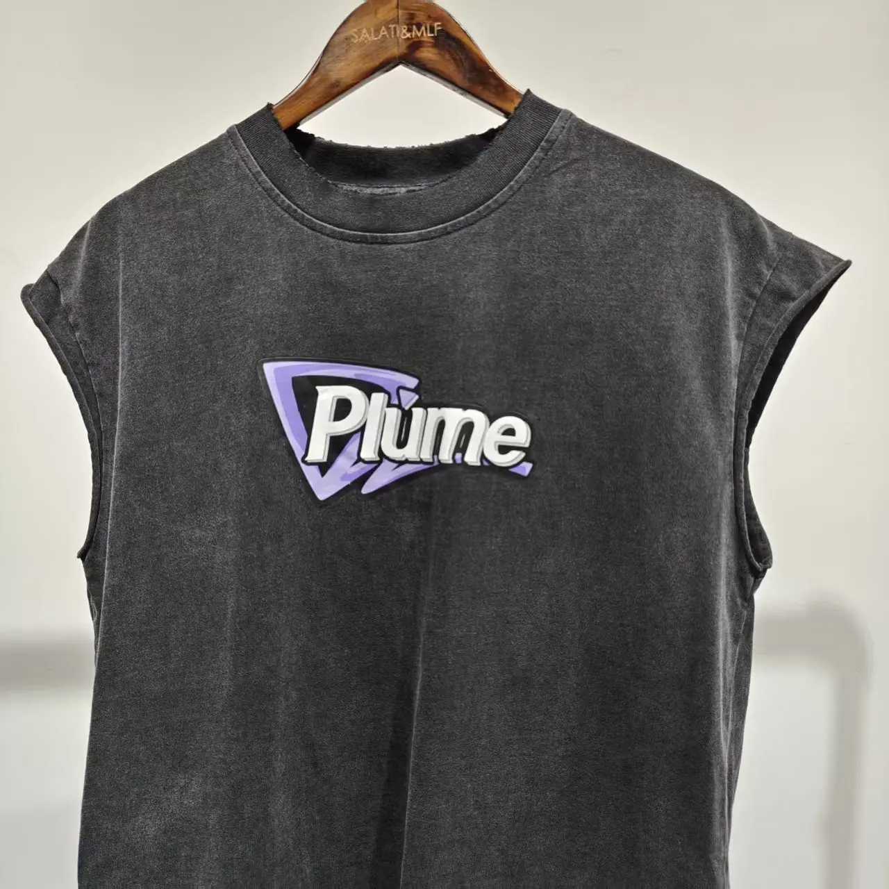 100% Cotton Oversize Heavyweight Acid Wash Custom Logo Men's Sleeveless Vintage Distressed Wholesale T Shirt gallery 3
