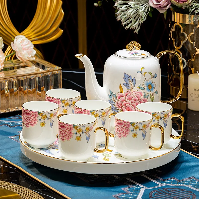 Jingdezhen 8-Piece Luxury Bone China Dinnerware Set Ceramic Tea