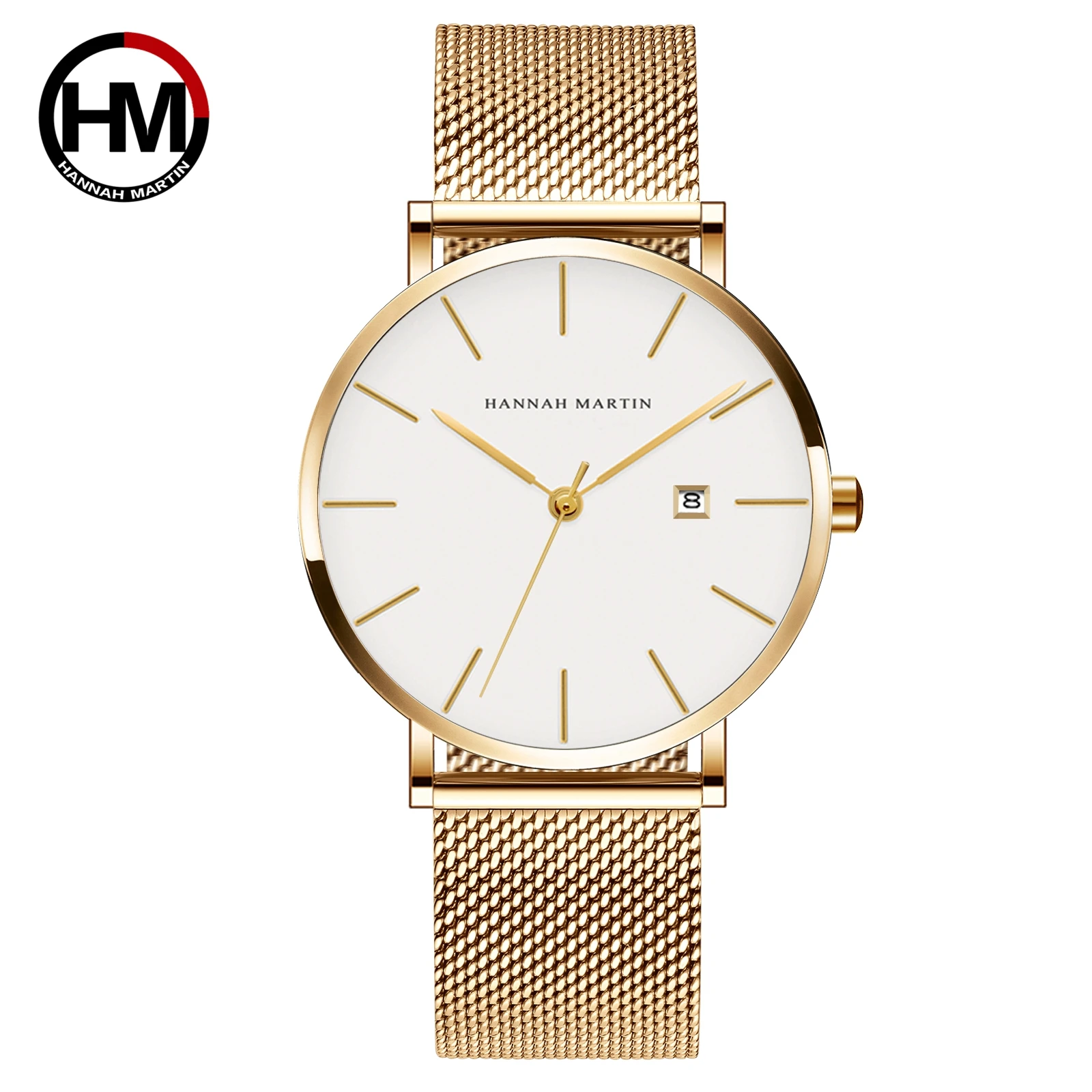 Hannah martin 151 New Arrival Gift Men Clock Buy Mesh Band Waterproof classical Analog Display Simple Business wrist watch
