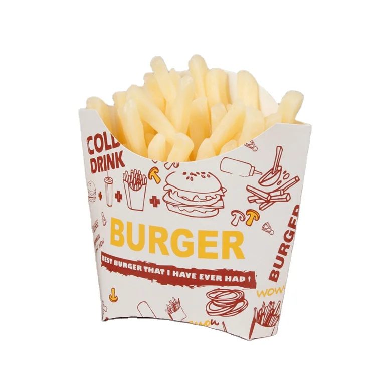 Wholesale Custom Package White kraft Disposable Paper box for French Fries  Box From m.