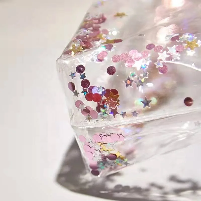 2022 New Trend Transparent PVC Liquid Glitter Clear Cosmetic Makeup Pouch