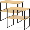 Ensemble de quatre pièces en bambou et bois, cadre en fer noir