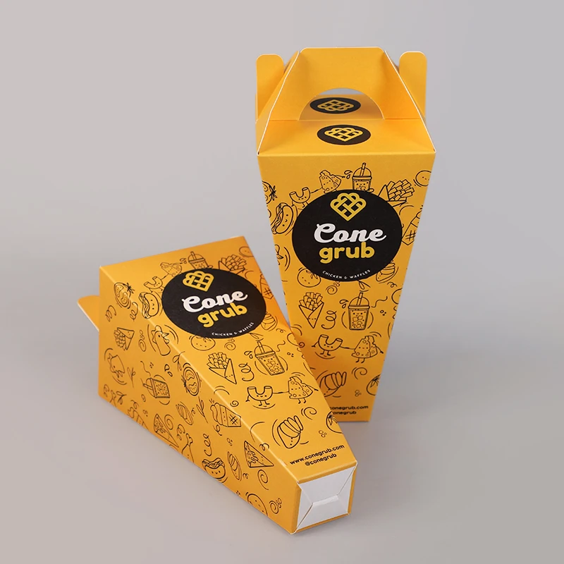 Biodegradable Bubble Waffle Crepes Box Paper Holder Cone Container Food & Beverage Packaging Pizza Box
