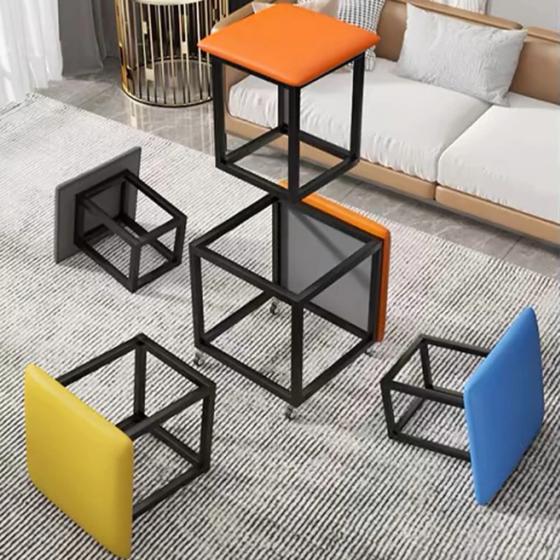 Cube Seats Stool Chair Square Ottoman Home Rubiks Cube Combination  Folding Stool