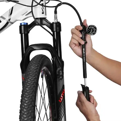 Foldable 300psi High-pressure Bike Air Shock Pump with Lever & Gauge for Suspension Mountain Bicycle scooter motorcycle supplier