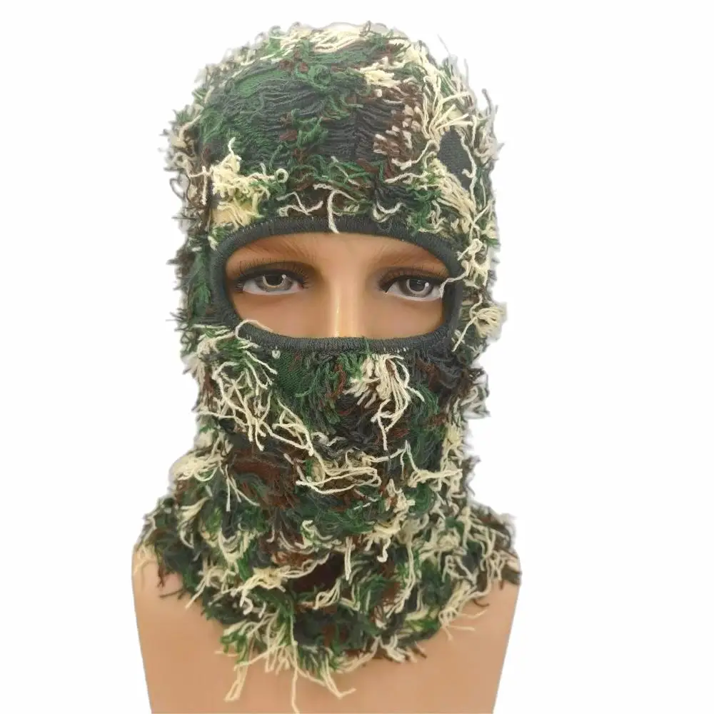 Wholesale Custom Distressed Balaclava Beanie Designer Winter Camo
