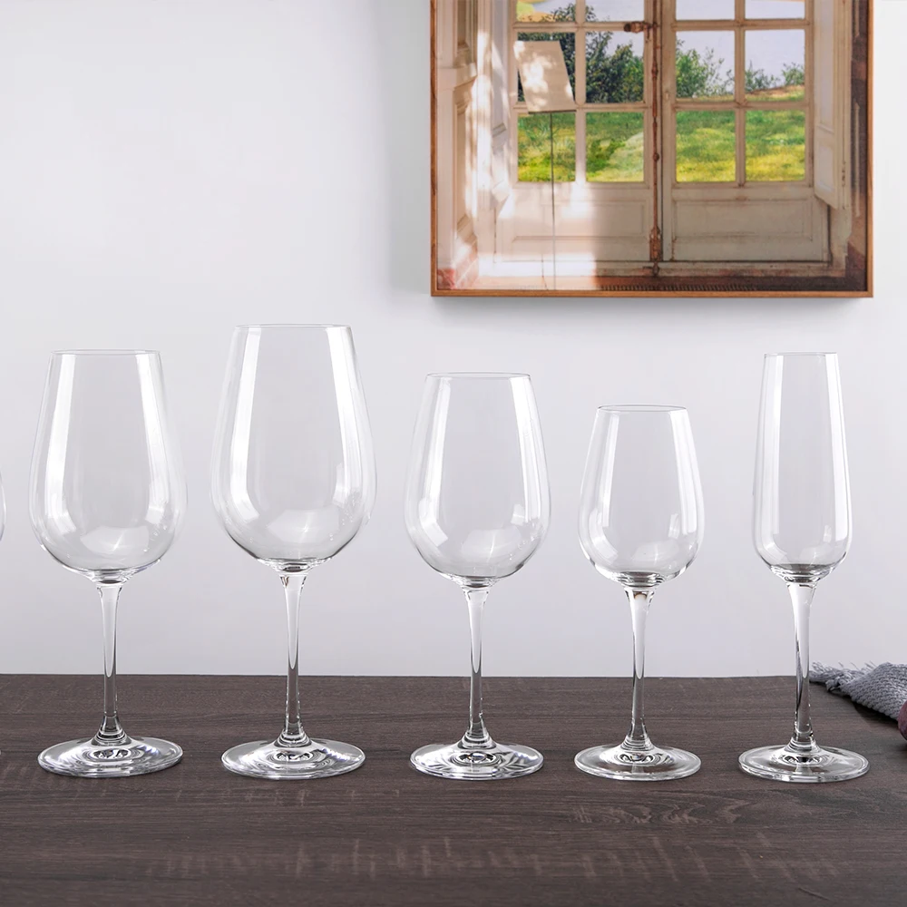 Factory Low Price Stock European Different Sizes 17oz Goblet Red White Wine Glasses Stem Glassware Machine Pressed Glass