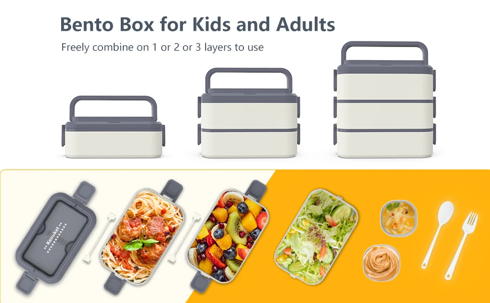 Portable Stainless Steel Bento Box Microwave Allinone Stackable Lunch Box For Kids Children