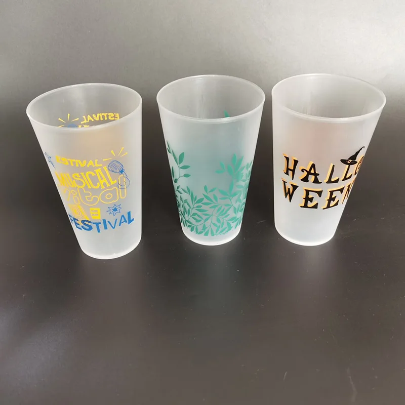 Customized Reusable 400ml Plastic Frosted Cup With Logo For Festival