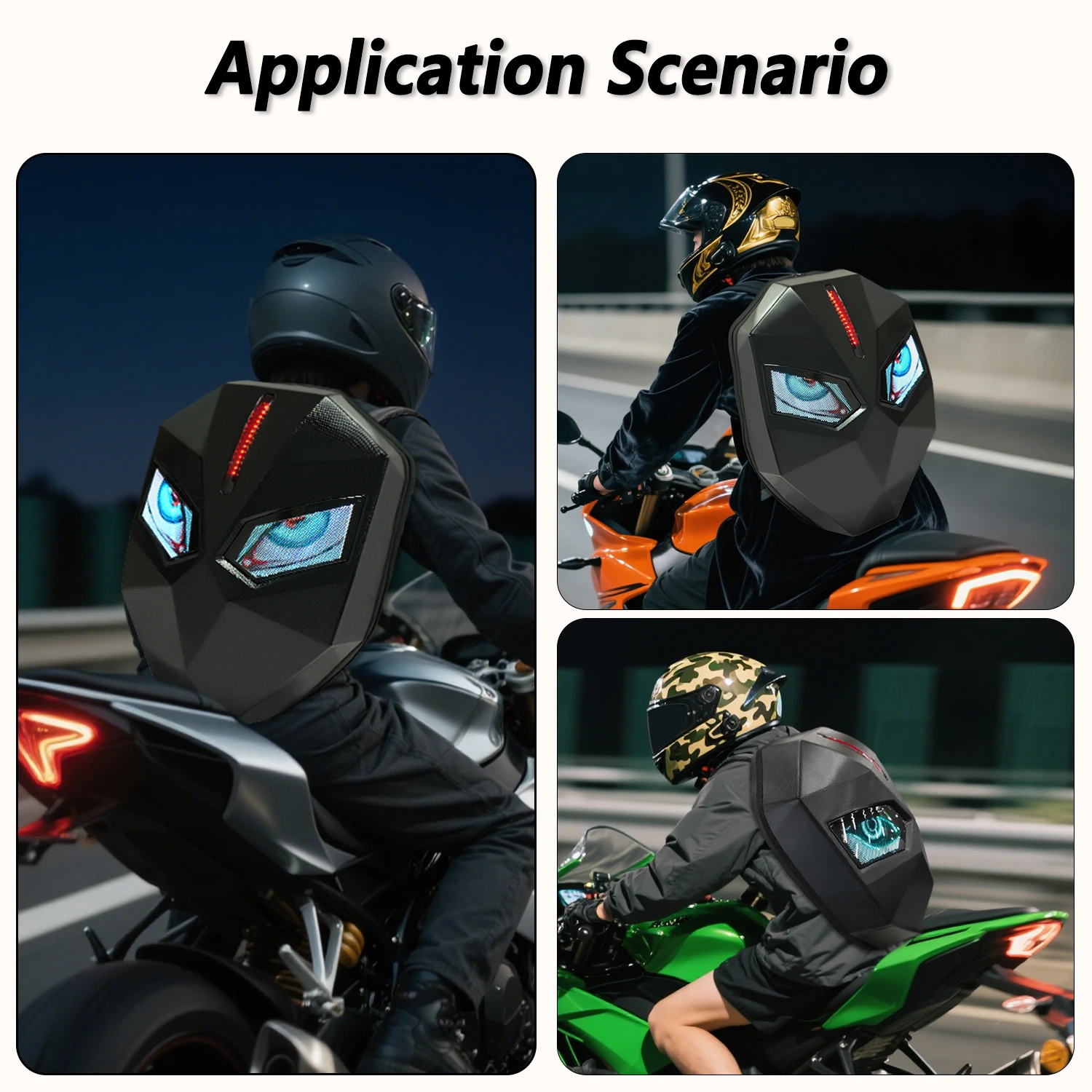 Small Rider Bag Led Smart Motorbike Bag with LED Lights - Control via App