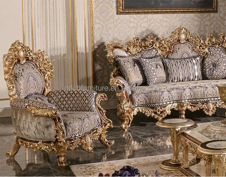 European Classical Handcarved Solid Wood Living Room Furniture Luxury
